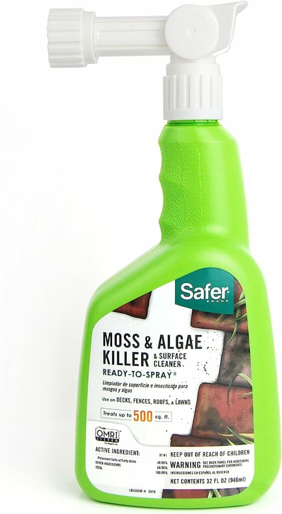Safer brand moss and algae killer spray can control moss